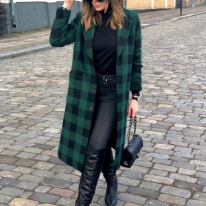 Mango Buffalo Check Coat - Forest Green Size 2-4